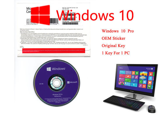 الصين OEM الألمانية Windows 10 Pro 64bit DVD Software Pro 100٪ Online Activation المزود
